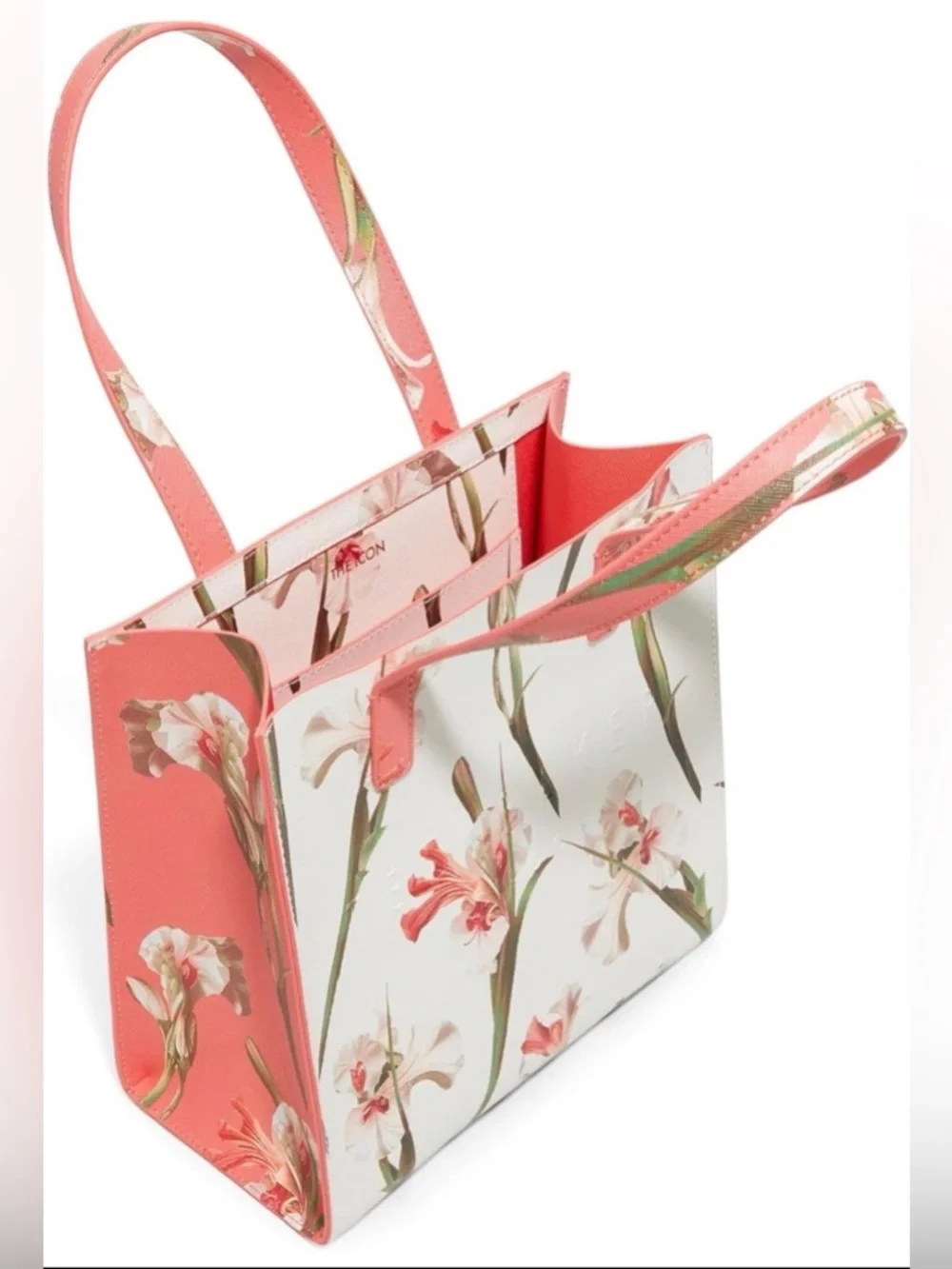 Ted Baker The Icon White Coral Iris Floral Print Large Tote Bag NWT